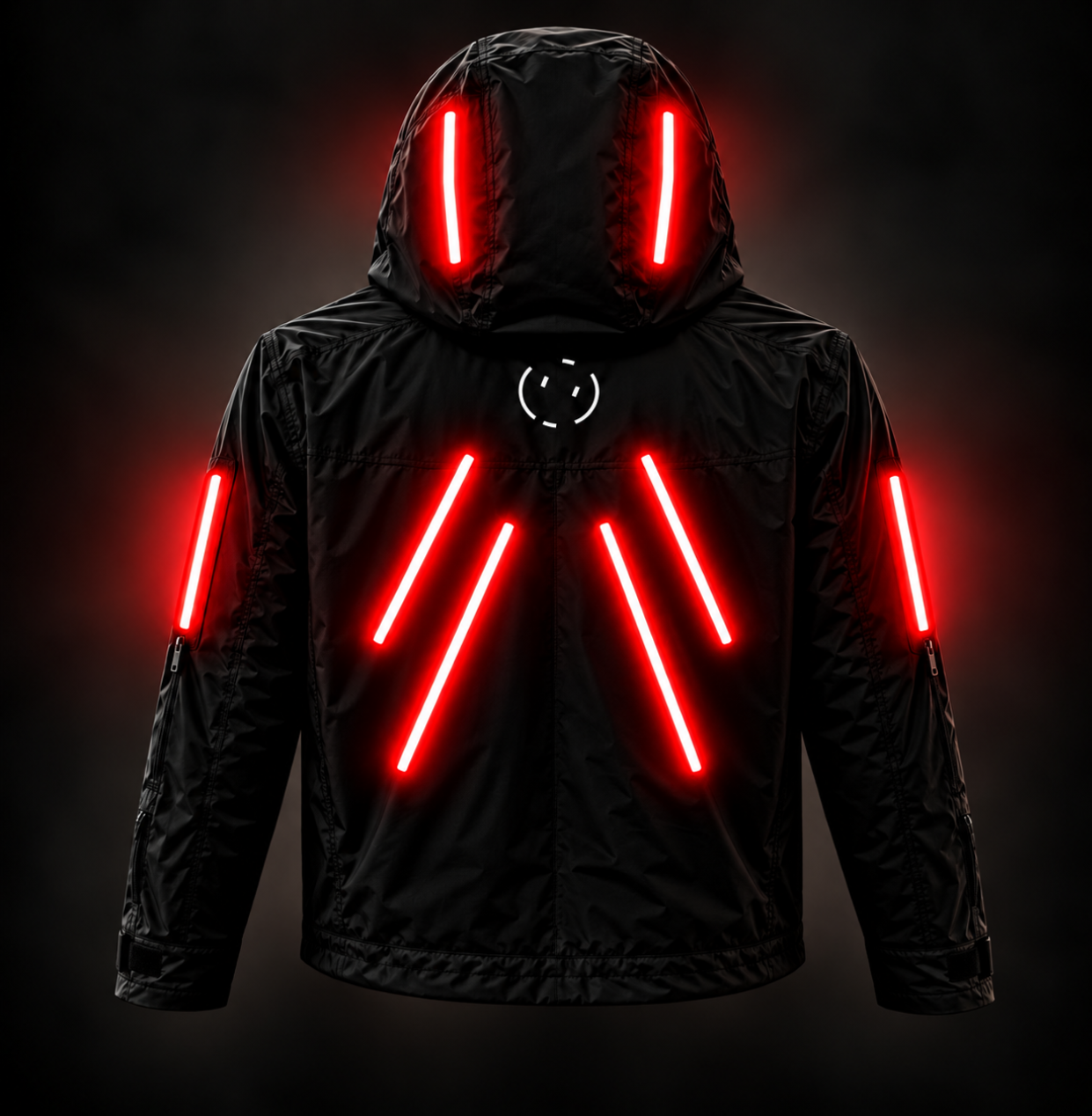 Lumen Jacket back view with rear illumination
