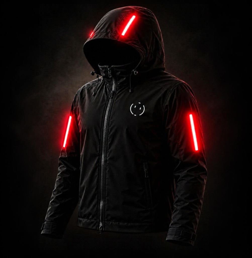 Lumen Jacket front angle view showing 360 degree lighting